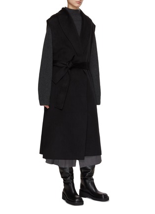 Detail View - Click To Enlarge - LE KASHA - Detachable Sleeves Belted Cashmere Coat