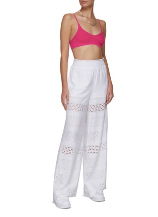 Figure View - Click To Enlarge - ALICE & OLIVIA - ‘Russell’ Smocked Waist Pointelle Wide Legged Pants