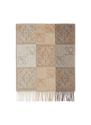 Detail View - Click To Enlarge - LOEWE - Anagram Cashmere Wool Blend Fringed Scarf