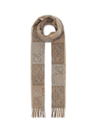 Main View - Click To Enlarge - LOEWE - Anagram Cashmere Wool Blend Fringed Scarf