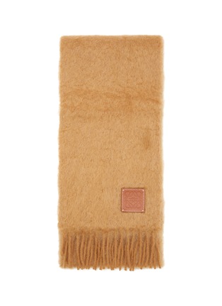 Detail View - Click To Enlarge - LOEWE - Logo Patch Mohair Blend Fringed Scarf