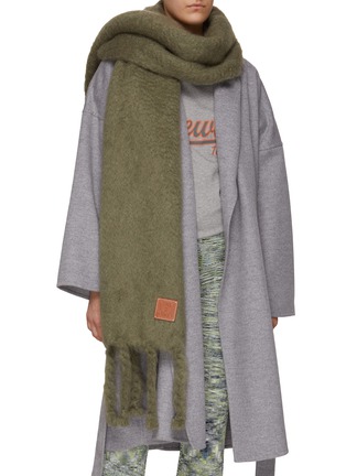 Figure View - Click To Enlarge - LOEWE - Logo Patch Mohair Blend Fringed Scarf
