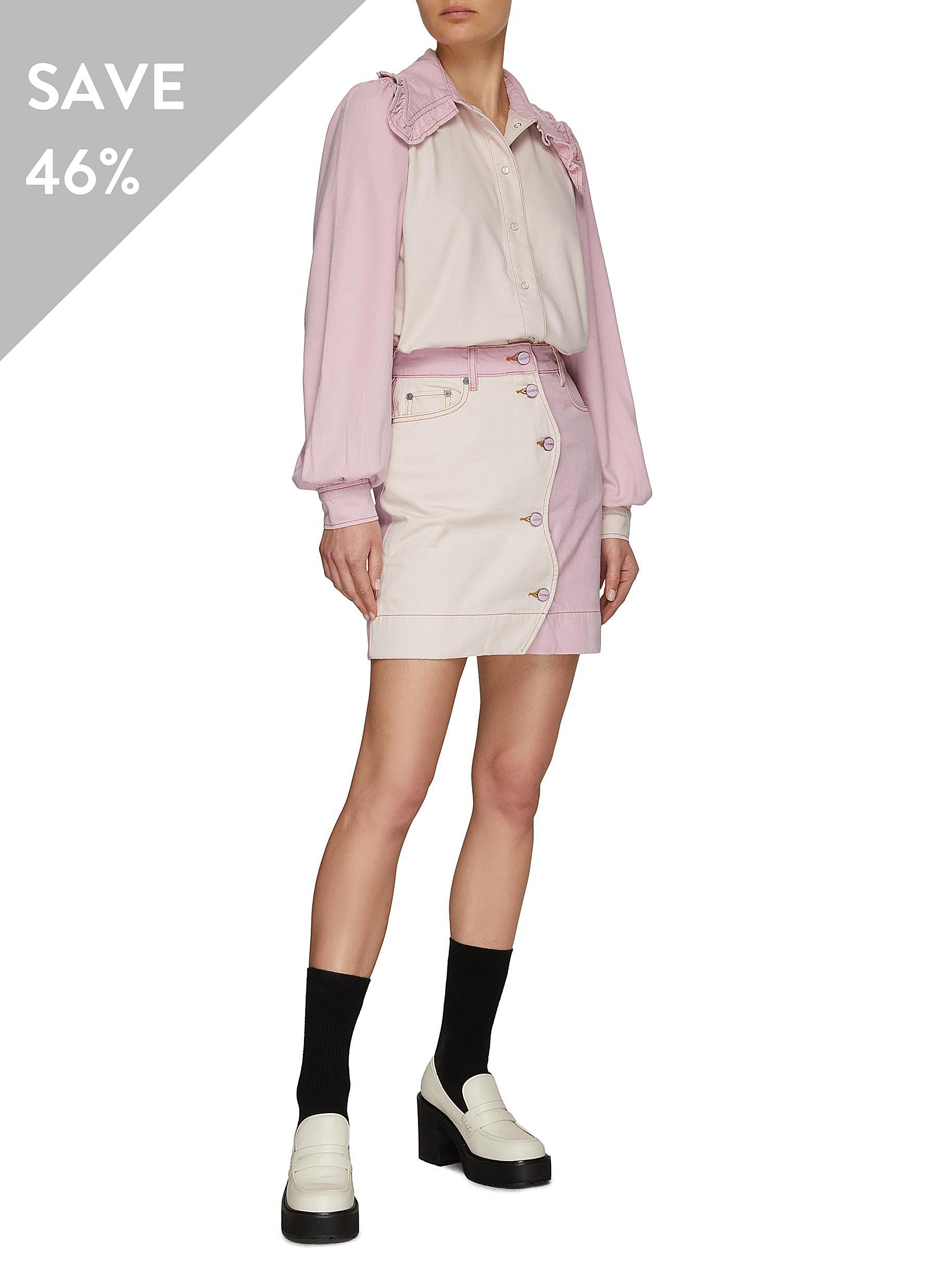 GANNI TWIN SETDUO-TONAL DENIM SHIRT X 