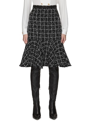 Main View - Click To Enlarge - GIAMBATTISTA VALLI - Gridded Tweed Ruffled Hem Mini Skirt