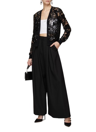 Figure View - Click To Enlarge - GIAMBATTISTA VALLI - FLAT FRONT PLEATED DETAIL HIGH RISE WIDE LEG PANTS