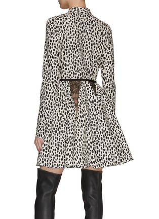 Back View - Click To Enlarge - GIAMBATTISTA VALLI - Lace Panelled Leopard Print Cotton Flared Shirt Dress