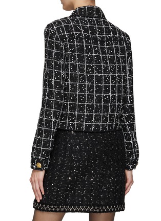 Back View - Click To Enlarge - GIAMBATTISTA VALLI - SINGLE BREASTED GOLD TONED BUTTON EMBELLISHED TWEED JACKET