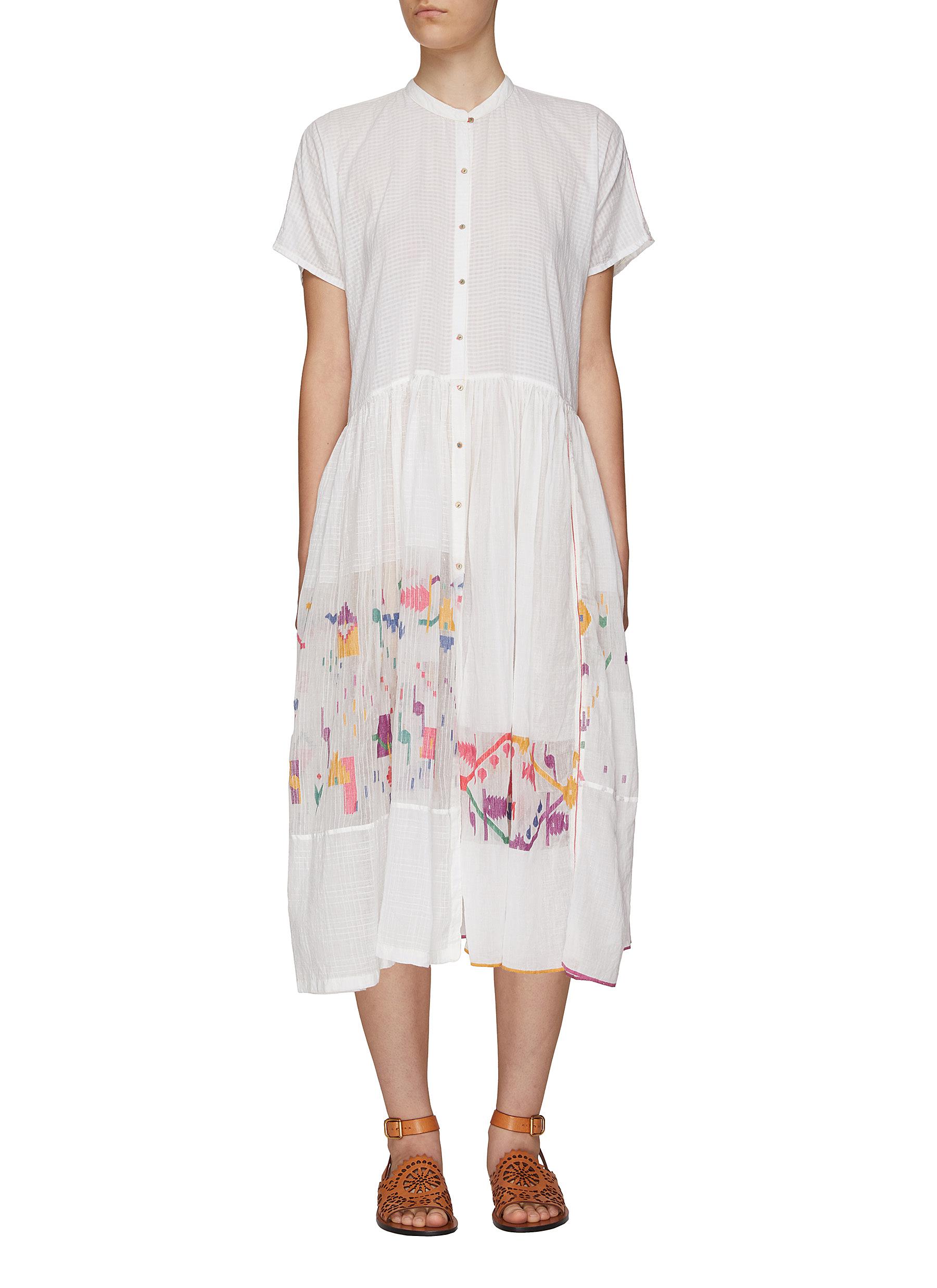 SHORT SLEEVE BUTTON DOWN MIDI DRESS 