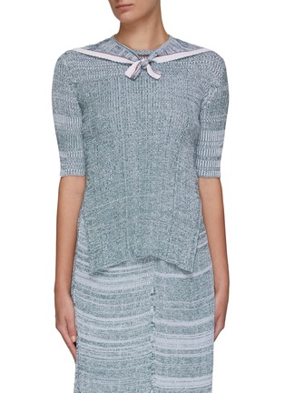 Main View - Click To Enlarge - BEVZA - DETACHABLE SAILOR COLLAR MELANGE KNITTED TOP