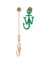 Main View - Click To Enlarge - JW ANDERSON - ENAMEL GOLD-PLATED ASYMMETRIC ANCHOR DROP EARRINGS