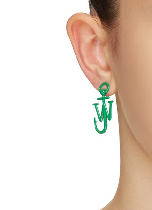 Figure View - Click To Enlarge - JW ANDERSON - ENAMEL GOLD-PLATED ASYMMETRIC ANCHOR DROP EARRINGS
