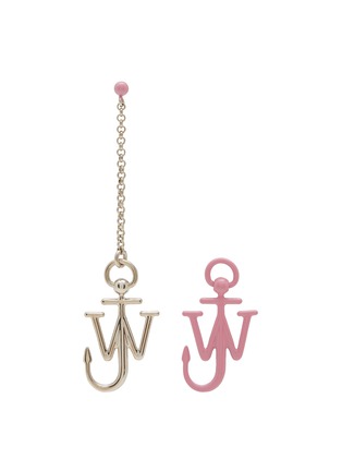 Main View - Click To Enlarge - JW ANDERSON - PLATINUM PLATED ENAMEL ASYMMETRIC ANCHOR EARRINGS