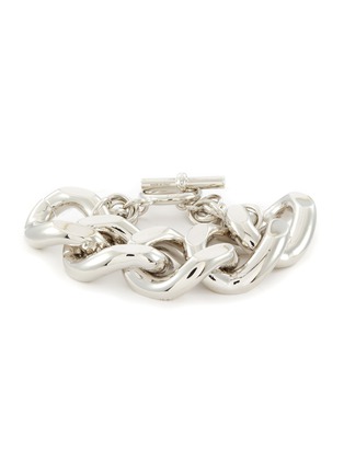 Main View - Click To Enlarge - JW ANDERSON - PLATINUM PLATED OVERSIZED LOGO GRID CHAIN BRACELET