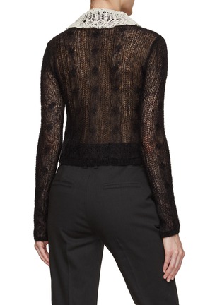Back View - Click To Enlarge - SAINT LAURENT - LONG SLEEVE CONTRASTING COLLAR LACE TOP