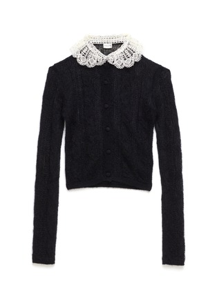 Main View - Click To Enlarge - SAINT LAURENT - LONG SLEEVE CONTRASTING COLLAR LACE TOP