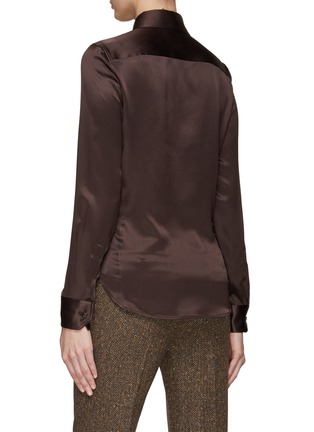 Back View - Click To Enlarge - SAINT LAURENT - LONG SLEEVE SILK BLOUSE