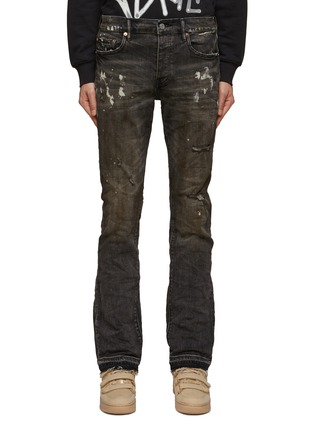 Main View - Click To Enlarge - PURPLE - Paint Splashed Washed Boot Cut Jeans