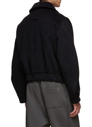 Back View - Click To Enlarge - RE: BY MAISON SANS TITRE - Elasticated Back Hem Accentuated Shoulder Wool Blend Zip Up Jacket