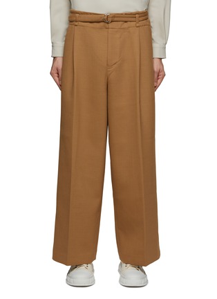 Main View - Click To Enlarge - RE: BY MAISON SANS TITRE - BELTED FLAT FRONT PLEATED DETAIL STRAIGHT LEG PANTS