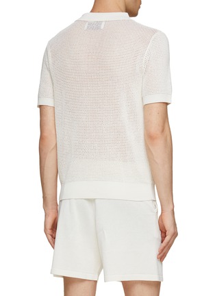 Back View - Click To Enlarge - RE: BY MAISON SANS TITRE - RECYCLED PAPER NYLON MIX KNITTED POLO SHIRT