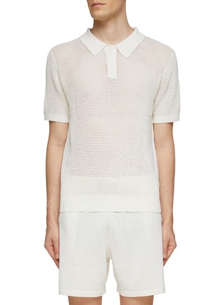 Main View - Click To Enlarge - RE: BY MAISON SANS TITRE - RECYCLED PAPER NYLON MIX KNITTED POLO SHIRT
