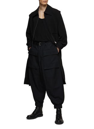 Figure View - Click To Enlarge - RE: BY MAISON SANS TITRE - BELTED MID RISE BALLOON FIT CUFFED LEG PANTS