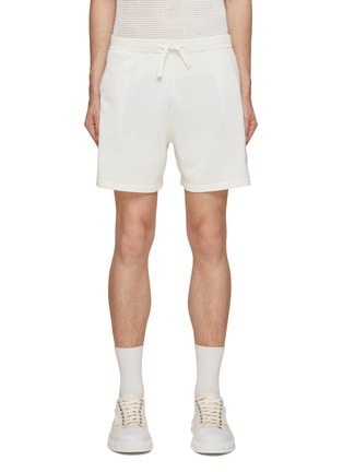 Main View - Click To Enlarge - RE: BY MAISON SANS TITRE - ELASTICATED DRAWSTRING WAISTBAND RECYCLED PAPER NYLON MIX SHORTS