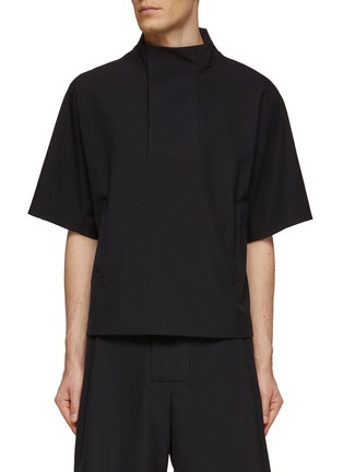 Main View - Click To Enlarge - RE: BY MAISON SANS TITRE - SHORT SLEEVE HIGH COLLAR BOXY FIT SHIRT