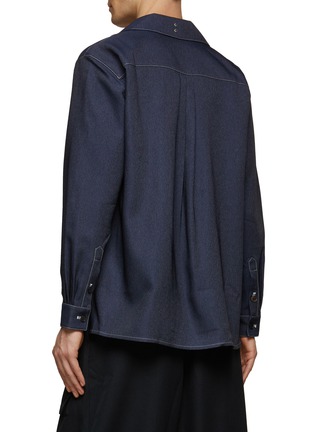Back View - Click To Enlarge - RE: BY MAISON SANS TITRE - SINGLE BREASTED CROSS-COLLAR WELT POCKET DETAIL SHIRT