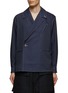 Main View - Click To Enlarge - RE: BY MAISON SANS TITRE - SINGLE BREASTED CROSS-COLLAR WELT POCKET DETAIL SHIRT