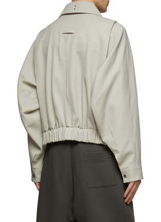 Back View - Click To Enlarge - RE: BY MAISON SANS TITRE - RAGLAN SLEEVE FRONT ZIP CLOSURE SHIRT COLLAR JACKET