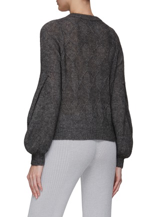 Back View - Click To Enlarge - CRUSH COLLECTION - CABLE KNIT SHEER CASHMERE CARDIGAN
