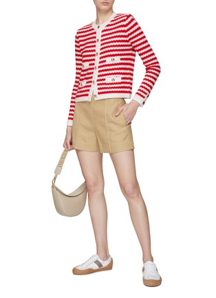 Figure View - Click To Enlarge - CRUSH COLLECTION - CREWNECK JACQUARD STRIPED CASHMERE BLEND CARDIGAN