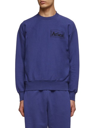 Main View - Click To Enlarge - ARIES - ‘Temple’ Chest Logo Print Cotton Sweatshirt