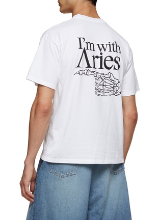 Back View - Click To Enlarge - ARIES - ‘I'm With Aries’ Back Print Cotton Crewneck T-Shirt