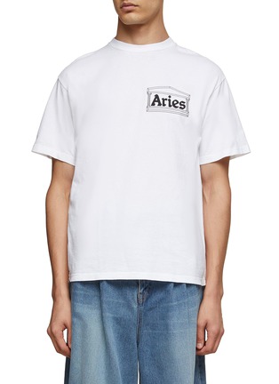 Main View - Click To Enlarge - ARIES - ‘I'm With Aries’ Back Print Cotton Crewneck T-Shirt