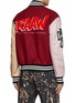 Back View - Click To Enlarge - ARIES - GRAPHIC PATCH EMBELLISHED LEATHER SLEEVE VARSITY JACKET