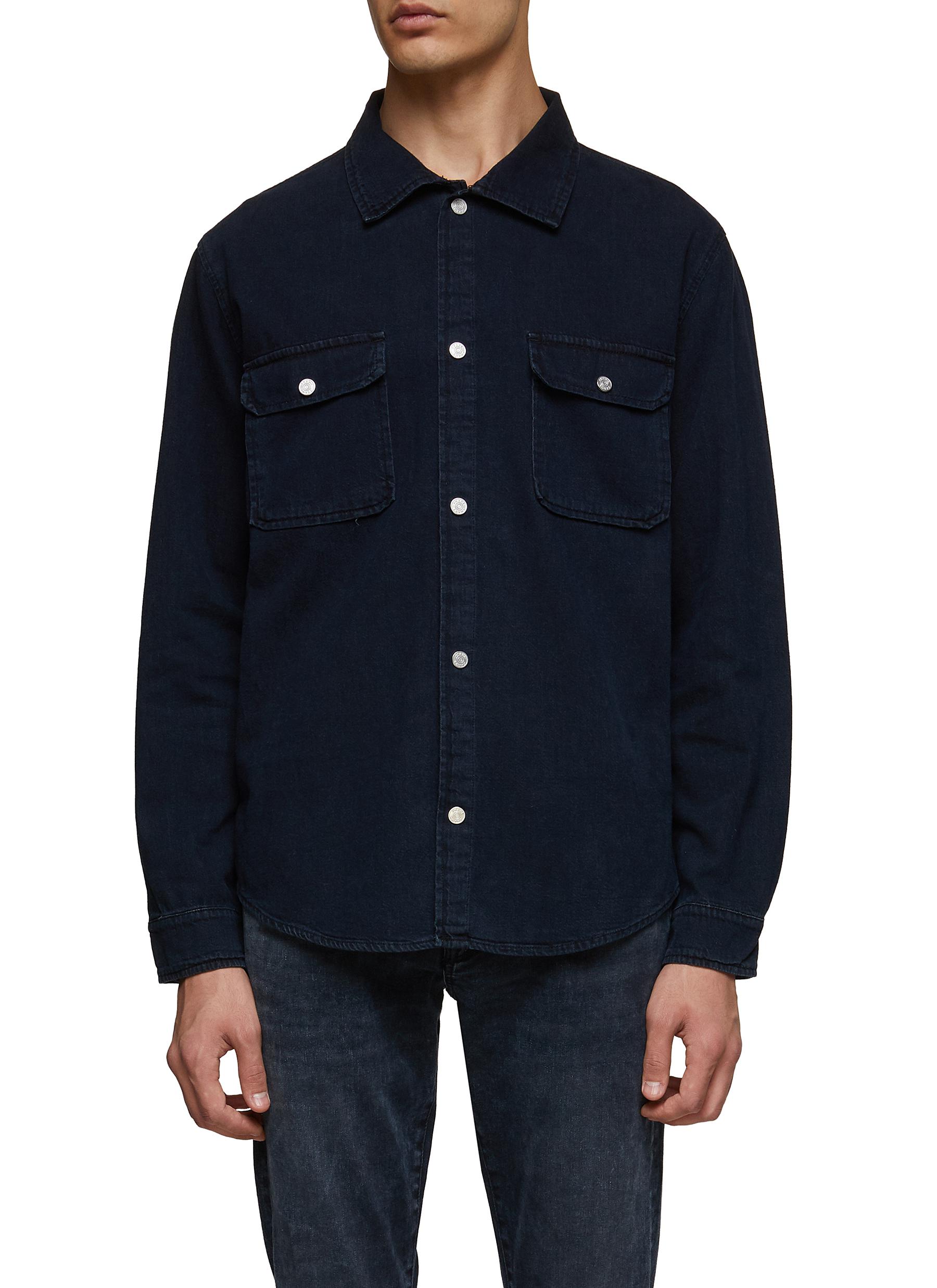 FRAME DOUBLE POCKET LONG SLEEVE BUTTON UP DENIM SHIRT