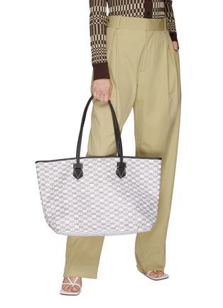 Figure View - Click To Enlarge - MOREAU - ‘Saint Tropez’ Large Chequered Canvas Tote Bag