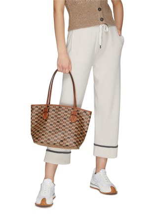 Figure View - Click To Enlarge - MOREAU - ‘Saint Tropez’ Small Chequered Canvas Tote Bag