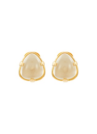 Main View - Click To Enlarge - KENNETH JAY LANE - GOLD TONE CLEAR CRYSTAL CLIP EARRINGS