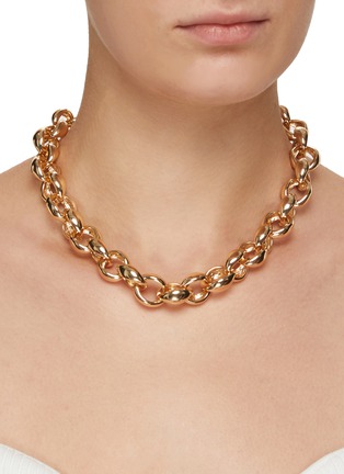 Figure View - Click To Enlarge - KENNETH JAY LANE - Polished Gold Round Chain Link Necklace