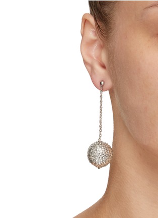 Figure View - Click To Enlarge - KENNETH JAY LANE - SILVER CRYSTAL PAVE DROP EARRINGS