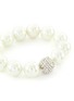 Detail View - Click To Enlarge - KENNETH JAY LANE - Large Pearl Crystal Pavé Silver Ball Clasp Bracelet