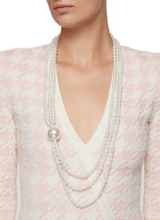 Figure View - Click To Enlarge - KENNETH JAY LANE - Three Row Pearl Gold Necklace