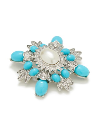 Detail View - Click To Enlarge - KENNETH JAY LANE - TURQUOISE PEARL CLUSTER SMALL BROOCH