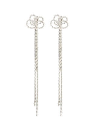 Main View - Click To Enlarge - KENNETH JAY LANE - RHODIUM PLATED CRYSTAL LONG CLIP EARRINGS