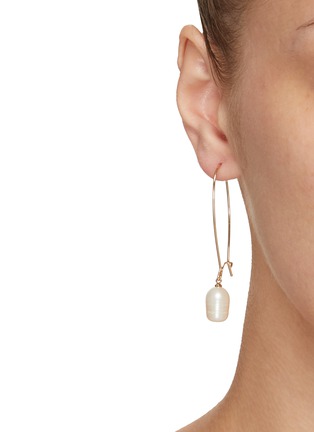 Figure View - Click To Enlarge - KENNETH JAY LANE - GOLD TONE FRESHWATER PEARL WIRE DROP EARRINGS