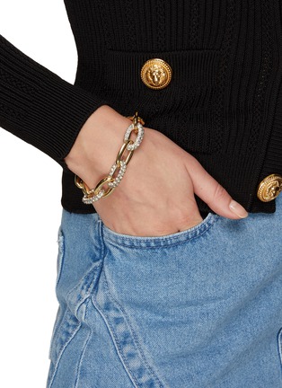 Figure View - Click To Enlarge - KENNETH JAY LANE - Crystal Polished Gold Chunky Round Chain Link Bracelet