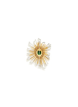 Figure View - Click To Enlarge - KENNETH JAY LANE - EMERALD CABOCHONS SUNBURST BROOCH